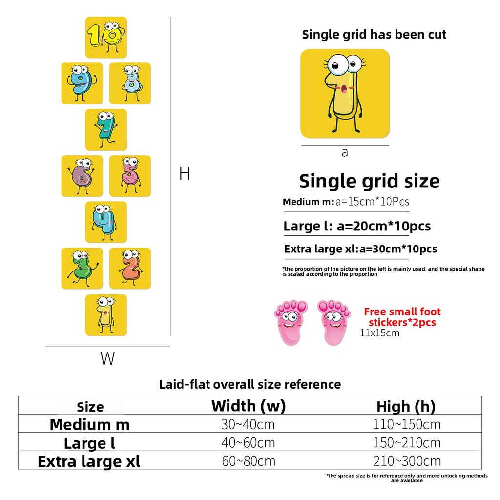 Hopscotch Environmentally Friendly Sticker Self-Adhesive Waterproof Kindergarten Children'S Room Educational Parent-Child Activity Decorative Sticker