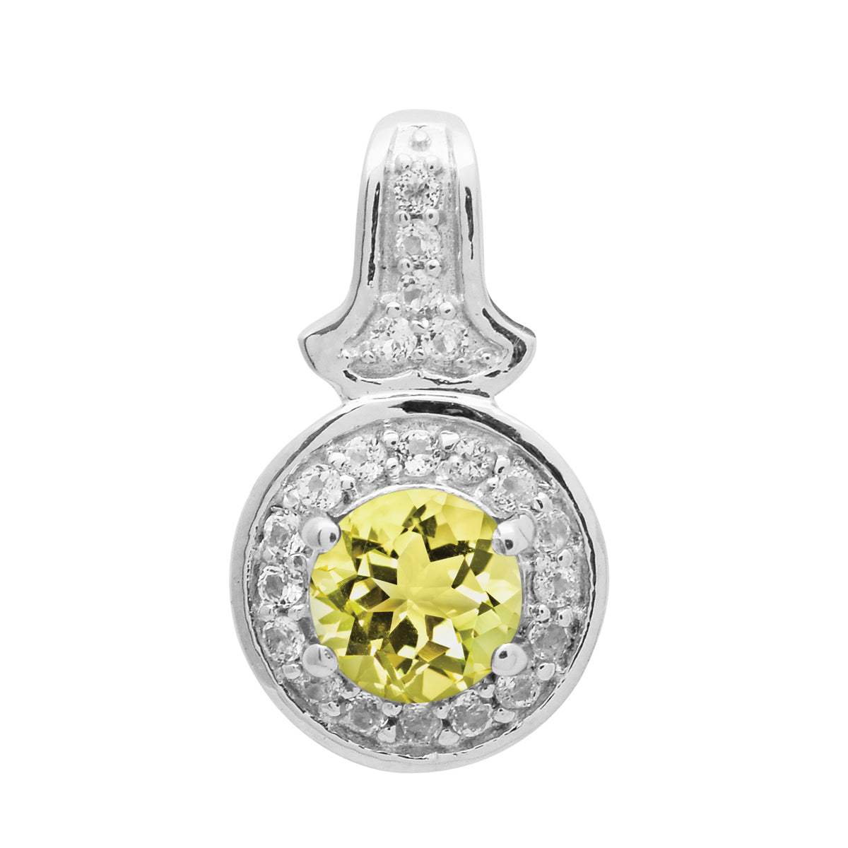 

Multi Stone Round Solitaire Halo Pendant - 925 Sterling Silver