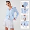 New hooded face covering sunscreen clothing women's two-way zipper breathable outdoor UV protection skin clothing