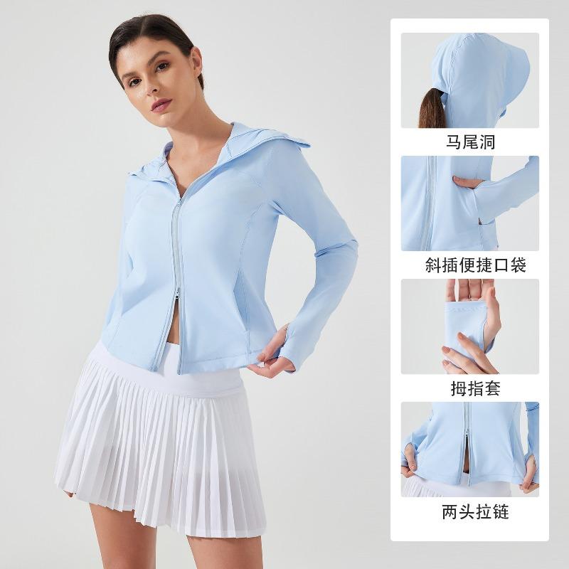 New hooded face covering sunscreen clothing women's two-way zipper breathable outdoor UV protection skin clothing