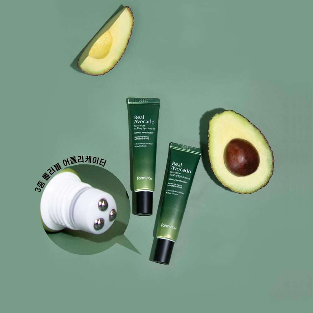 Farmstay Real Avocado Nutrition Rolling Eye Serum 25ml – Moisturising & Revitalising Care, Korean