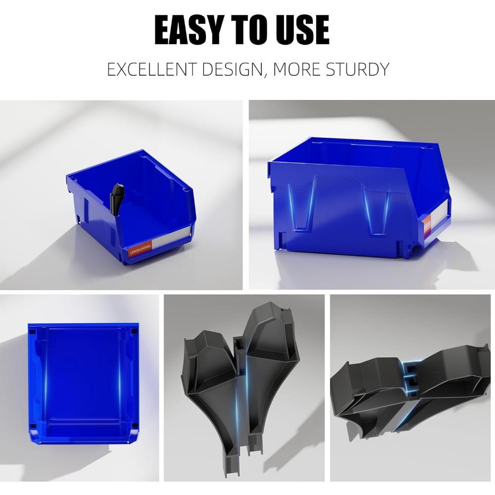 

6 PACK Plastic Storage Bins, Small Stackable Organizer Bins - 5x4x3 Inch Red for Garage, Workbench, Office, Pantry Organization & Storage (Blue) 6Pack синий