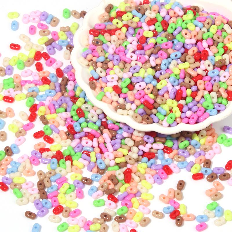 Solid Color 4x6mm Acrylic Rice Peanut Spacer Beads for DIY Bracelets and Hair Accessories