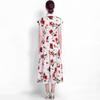 Elegant Floral Print Midi Shirt Dress for Women Summer Cap Sleeve Lapel Button Down Waist Belt A-Line Dress Holiday Outfits
