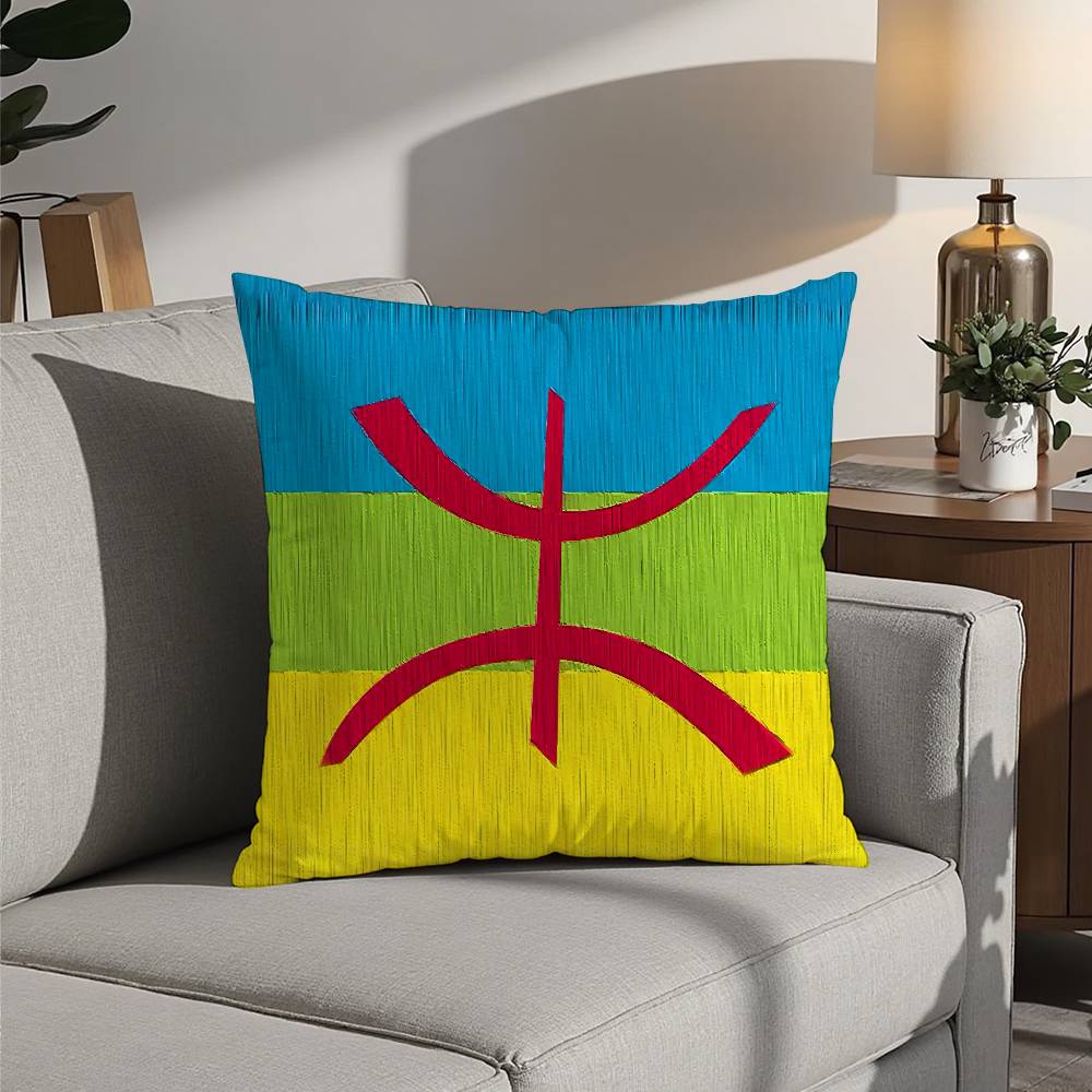 

Kabyle Amazigh Flag Throw Pillow Case 3D Print Polyester Fiber 40*40cm Home Sofa Throw Decoration Festival Gift 12x12in 30x30cm