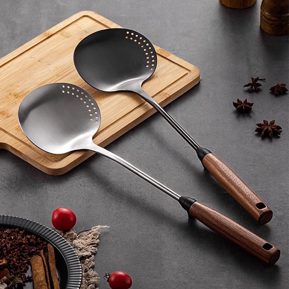 Stainless Steel Spatula Mushroom Shovel With Wooden Handle Cooking Spoon Anti-Scalding Cooking Shovel Kitchenware Accessories