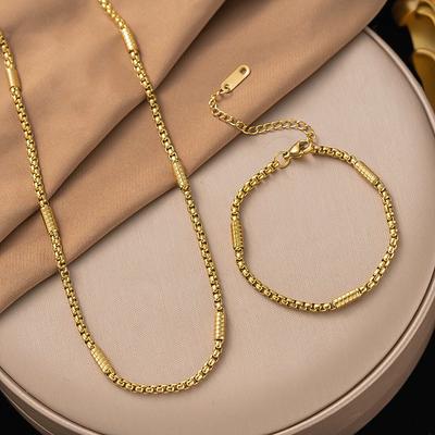 Roestvrijstalen mode, hiphopstijl, minimalistische bedelketting, ketting, armband, dames- en herenaccessoires