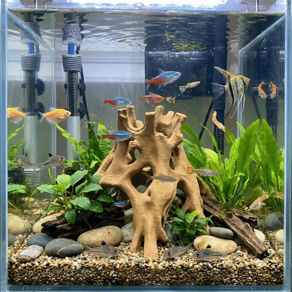 3D Printed Aquarium Fish Shelter Plastic Tree Root Caves Fish Resting Place  Terrarium Decor