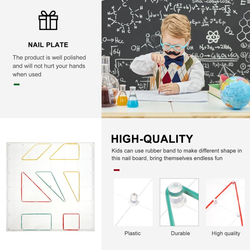 VILLFUL 3-Piece Transparent Geometry Pegboard Set for Kids, Educational Puzzle and Tool for Toddlers, Multiplication and Pegboard, Geometry Pegboard,