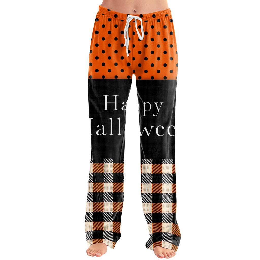 Women's Loose Fit Casual Lounge Pants Halloween Pattern Elastic Waistband Comfortable Fit Relaxed Style Full Length Bottoms