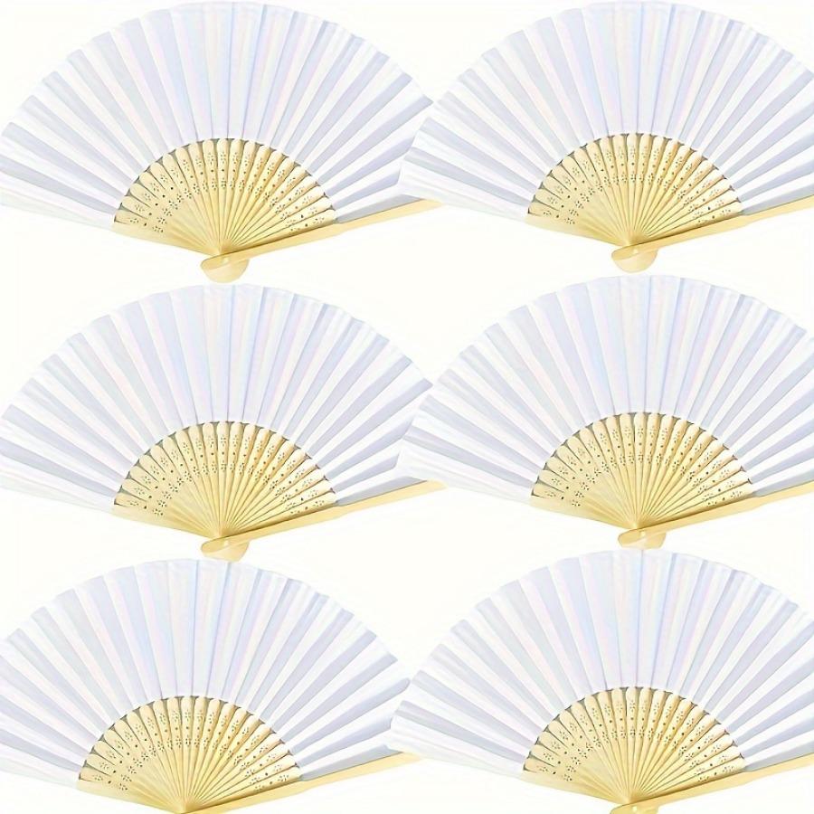 Vintage Style Paper Paddle Fans  - Elegant Foldable Handheld Fan for Wedding & Party Decor - Chic Cooling Accessory