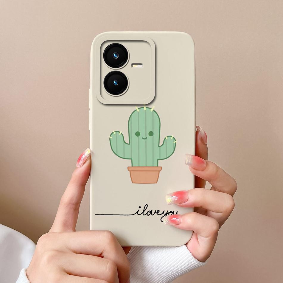Cases For Vivo Y22 Y22S Flower Liquid Silicone Camera Lens Protection Phone Back Cover For VivoY22 Vivo Y 22 Y22 S Coque Bumper