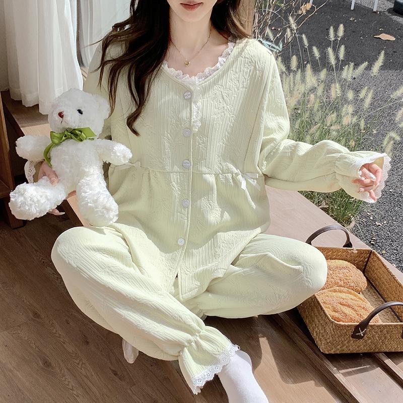 Air Cotton Maternity Pajama Set: Spring & Autumn Nursing and Postpartum Wear for Women