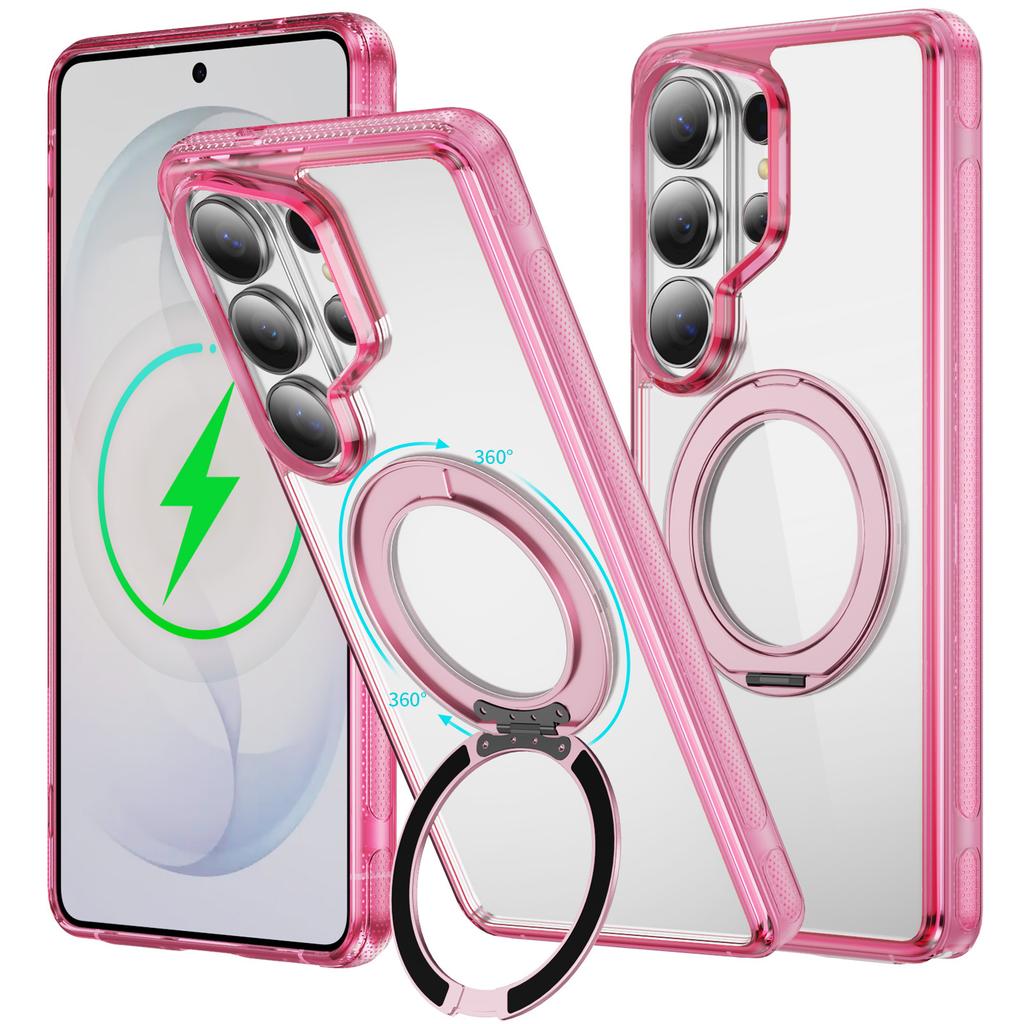 case for Samsung S26 plus ultra 360 gear rotating magnetic bracket phone case transparent With Holder Kickstand Shock Proof