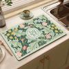 30*40cm Vintage Flora Printed Mud Absorbent Quickly Dry Heat Resistant Non-Slip Tableware Pad Dish Drying Mat Placemat Coffee Mat