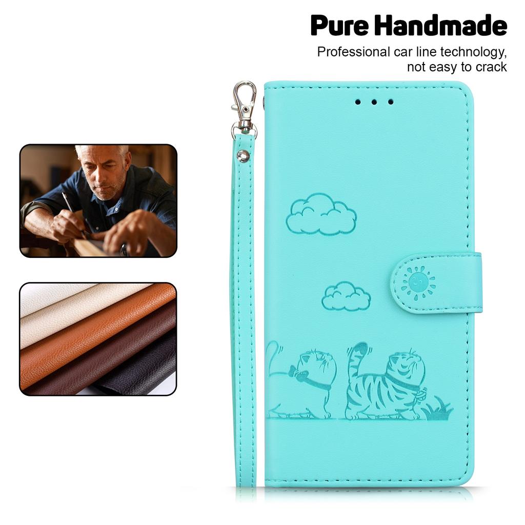 For Motorola Moto G86 5G Case RFID Blocking Kitten Pattern TPU+PU Leather Phone Cover with Wrist Strap