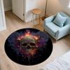 Flame Skull,Round Area Rug,Carpet Rug for Living Room Bedroom Sofa Playroom Decor,Non-slip Floor Mat