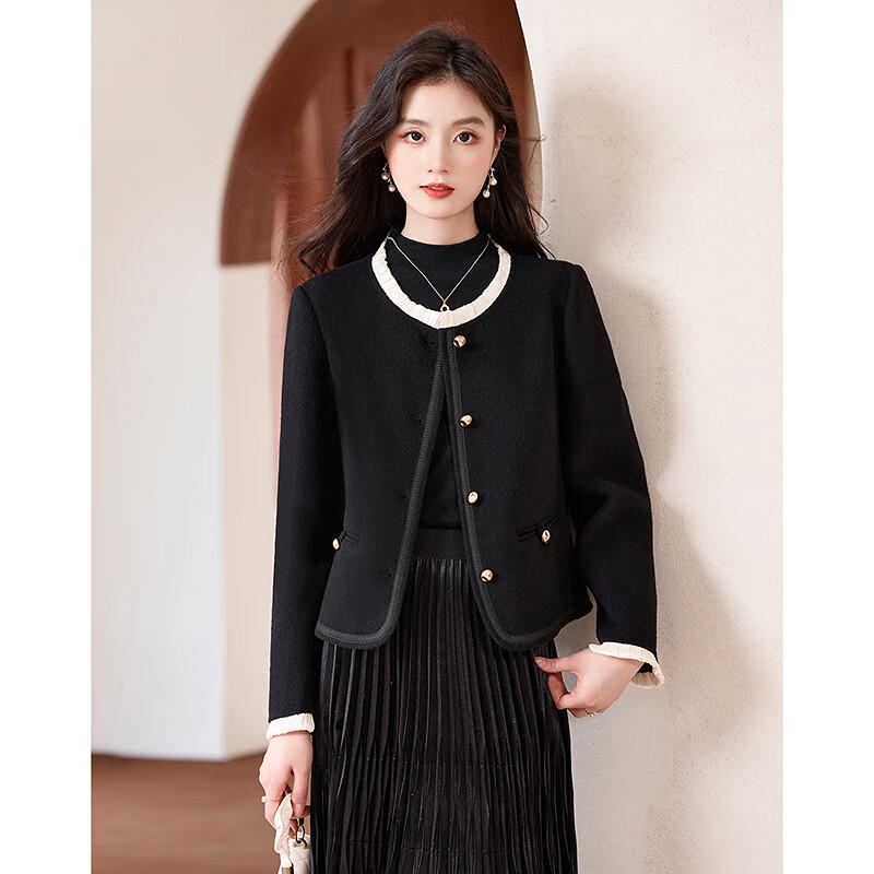 

Sishuinianhua Женское простое элегантное короткое шерстяное пальто L