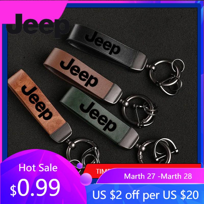 Per Auto Jeep Portachiavi ad Anello in Pelle Vintage Catena in Lega di Zinco Chiave per Jeep Grand Cherokee Wrangler JK Gladiator Compass Renegad
