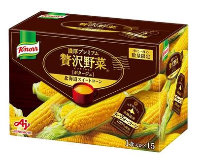 Knorr Luxusní zeleninová kukuřičná polévka Čerstvě sklizená letos v létě Nouveau Corn 15 sáčků Krabice Ajinomoto Cup Cookie