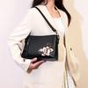 Elegant Floral Embroidered Leather Crossbody Bag for Women Small Shoulder Bag with Zipper Pocket Stylish Practical Design