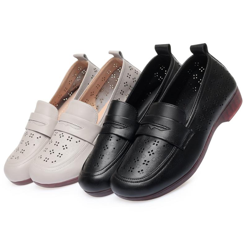 Prolamované boty Dámské letní boty z pravé kůže Dírka Velké boty pro maminky