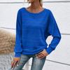 Women's Fashionable Solid Color Round Neck Long Sleeved Casual Pullover T-shirt Top
