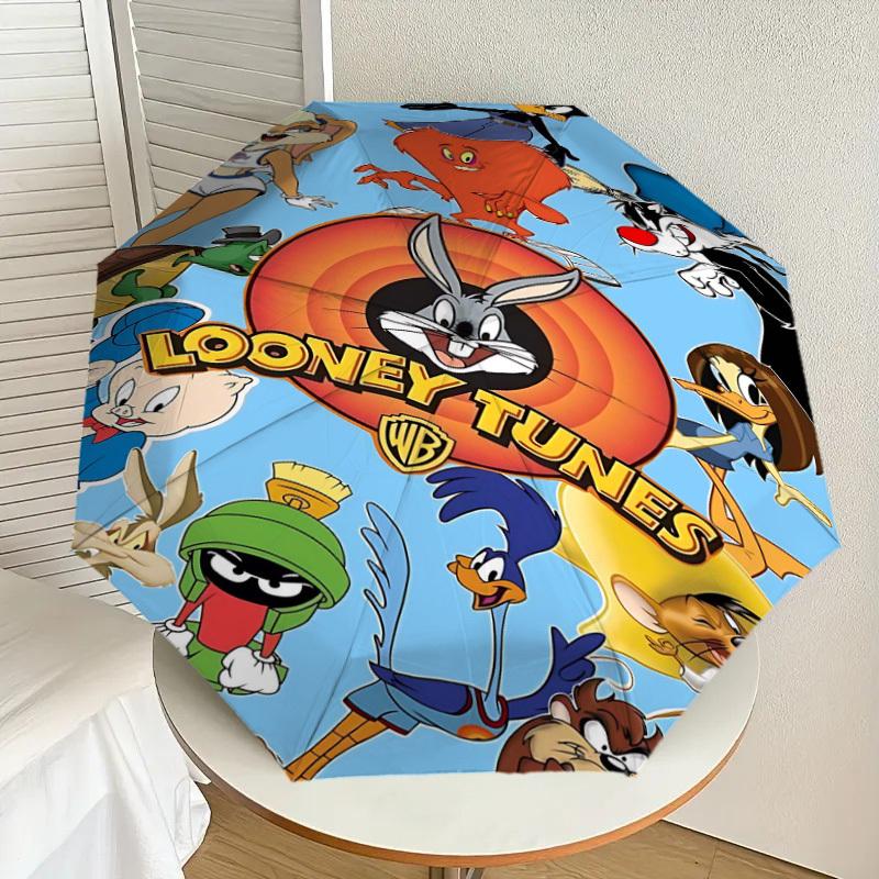 1pc Looney Tunes Automatic Open/Close Umbrella Compact Folding Umbrella with 8-Rib Shaft Lightweight Esign, for Women/Men1197A