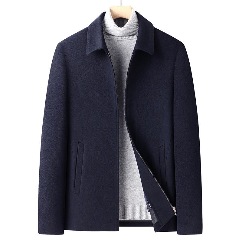 Men's Woolen Lapel Jacket with Detachable Liner - Warm and Thick for Autumn/Winter