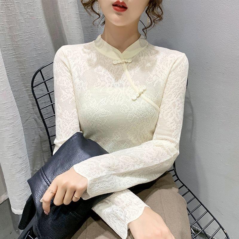 Women's Solid Color Button Cheongsam Collar Shirt - Versatile Autumn/Winter 2025 Fashion Top
