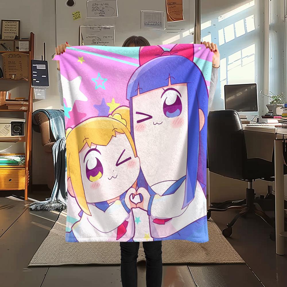 Pop Team Epic  Print Flannel Blanket, High quality Comfortable for All Seasons, Home Decor, Warmth and Comfort