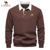 Camel Polo da uomo a maniche lunghe in puro cotone ricamato per primavera e autunno, nuovo top multifunzionale alla moda e casual