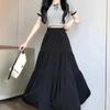 1PC High Waist Skirts Long Skirts A-line Skirts Polyester Chiffon White Elastic Women Vintage