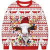 New Green Hair Monster Santa Claus 3D Digital Print Christmas Peripheral Round Neck Long Sleeved Women's Pullovers