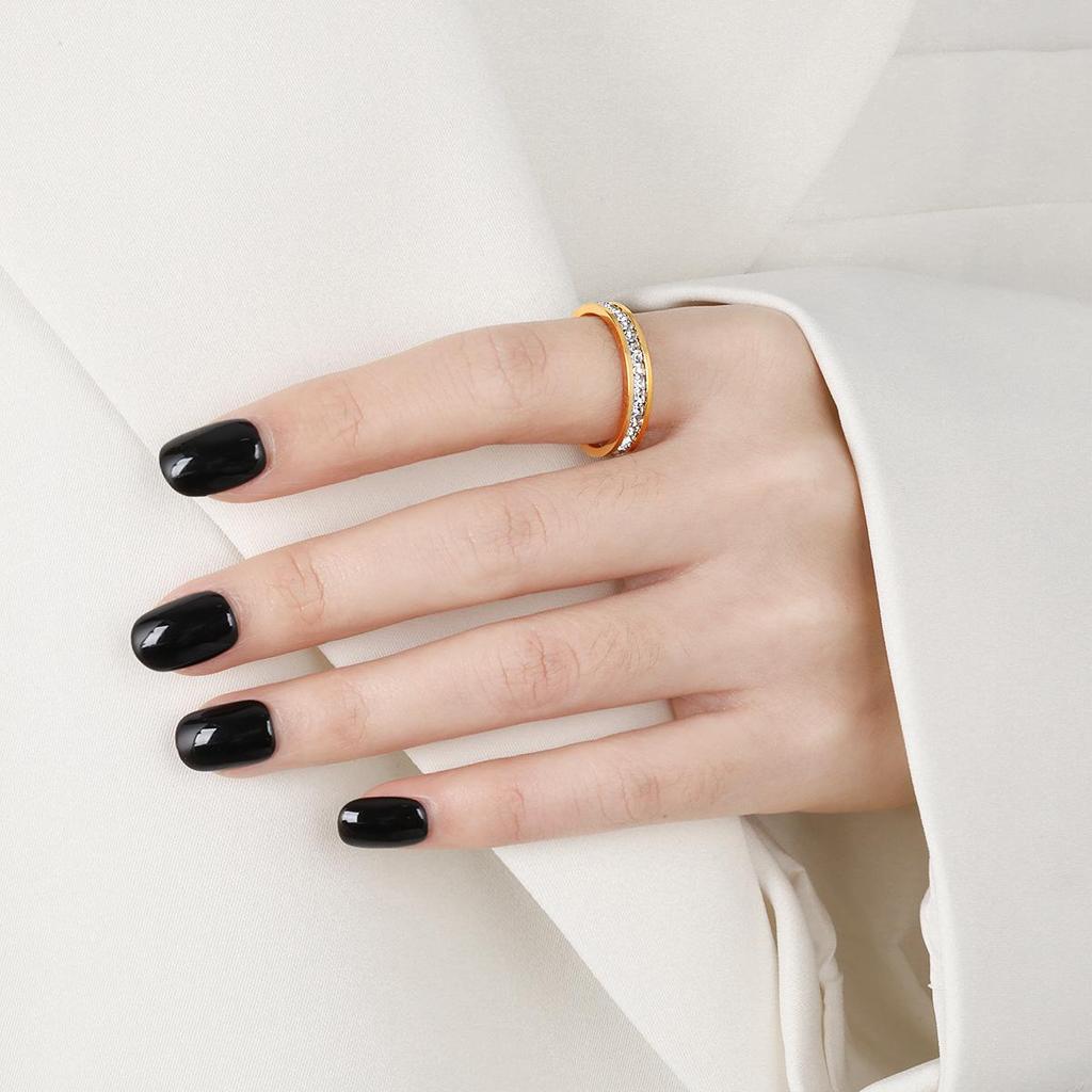 Korean Style Star Diamond Gold-Plated Titanium Steel Ring