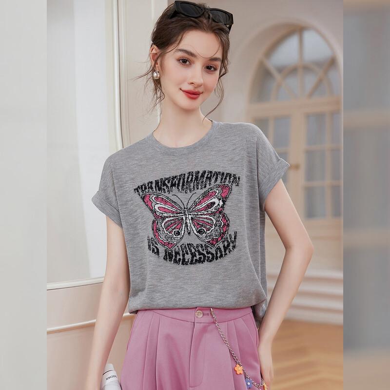 Bailuyu Women's Jacquard Knit Short-Sleeve Top