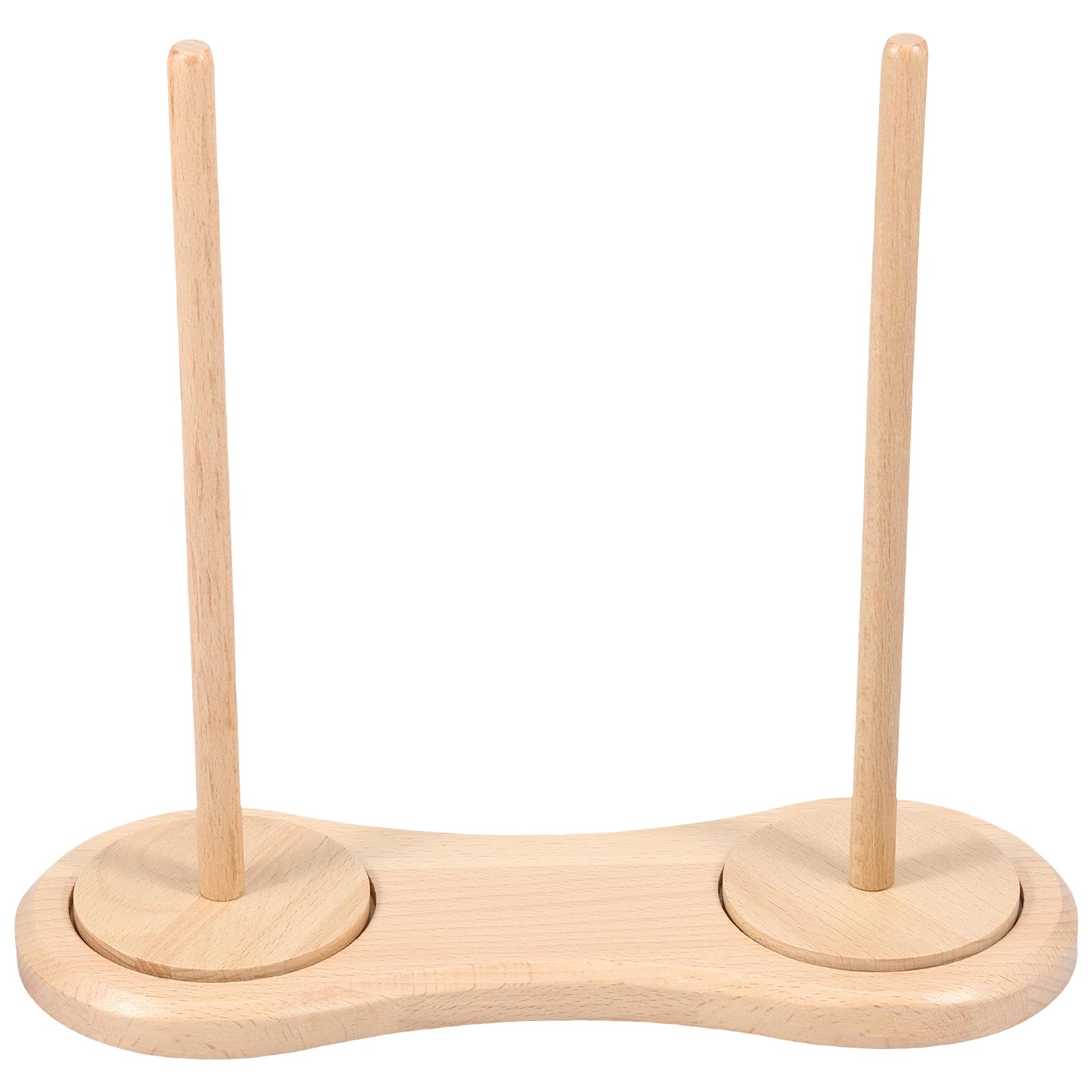 

Double Wooden Yarn Holder Rotatable Wooden Yarn Skein Spinner Revolving Yarn Ball Stand Yarn Holder Dispenser Crochet Accessory