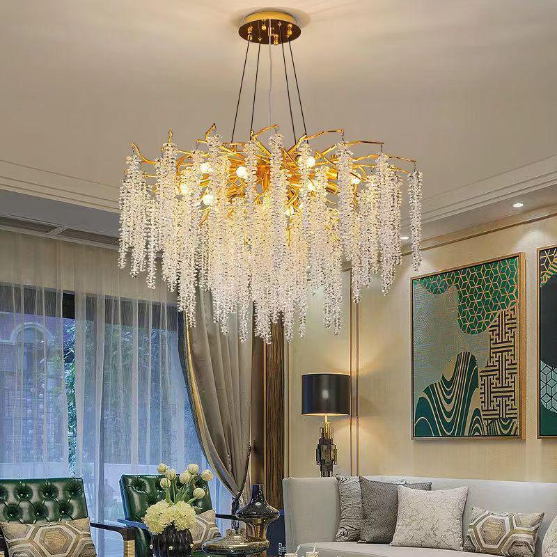 French Modern Crystal Branch Chandelier - Luxury Living Room Light