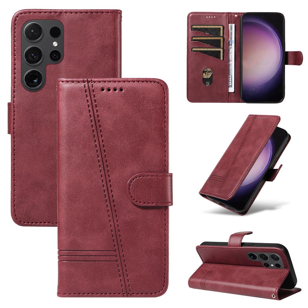 Emboss Lines Cards Solt Wallet Book Flip Leather Case For Samsung Galaxy S24 Ultra S23 Plus S22 S21 A55 A35 A25 A15 A14 Cover
