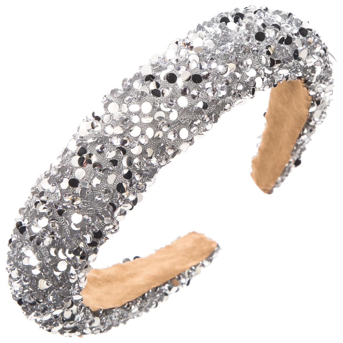 

Корейская блестящая стразовая повязка на голову с высокой короной для женщин – модный аксессуар для волос с широким краем белый