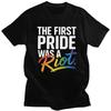 Het Eerste Pride Was Een Rel Regenboog T-shirt voor Unisex Korte Mouw Mode Casual Kleding Zomerstijl Puur Katoen T-shirts