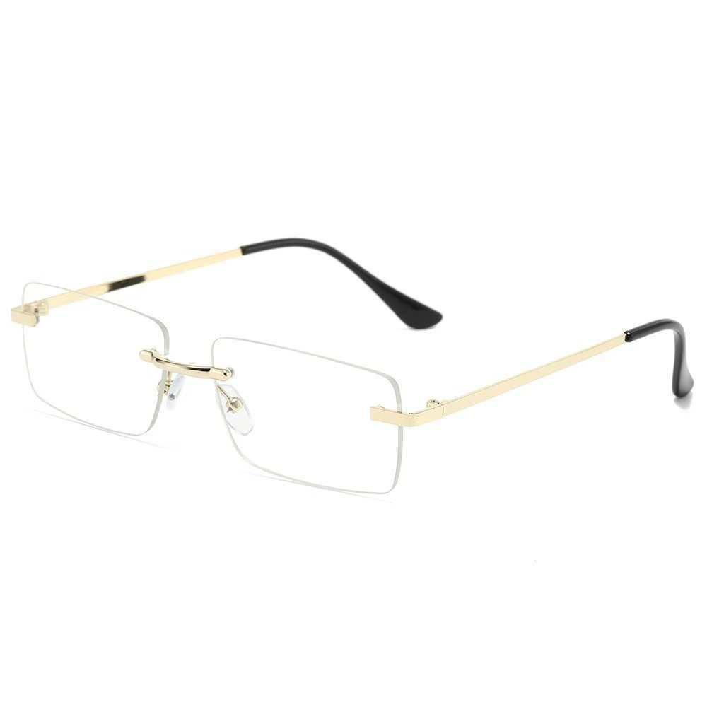 Trendy Frameless Rectangular UV Protection Sunglasses – High-End Street Style