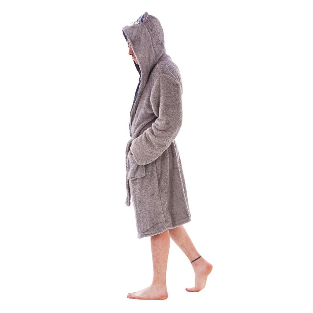 Keanu Mens Wolf Head Fleece Dressing Gown