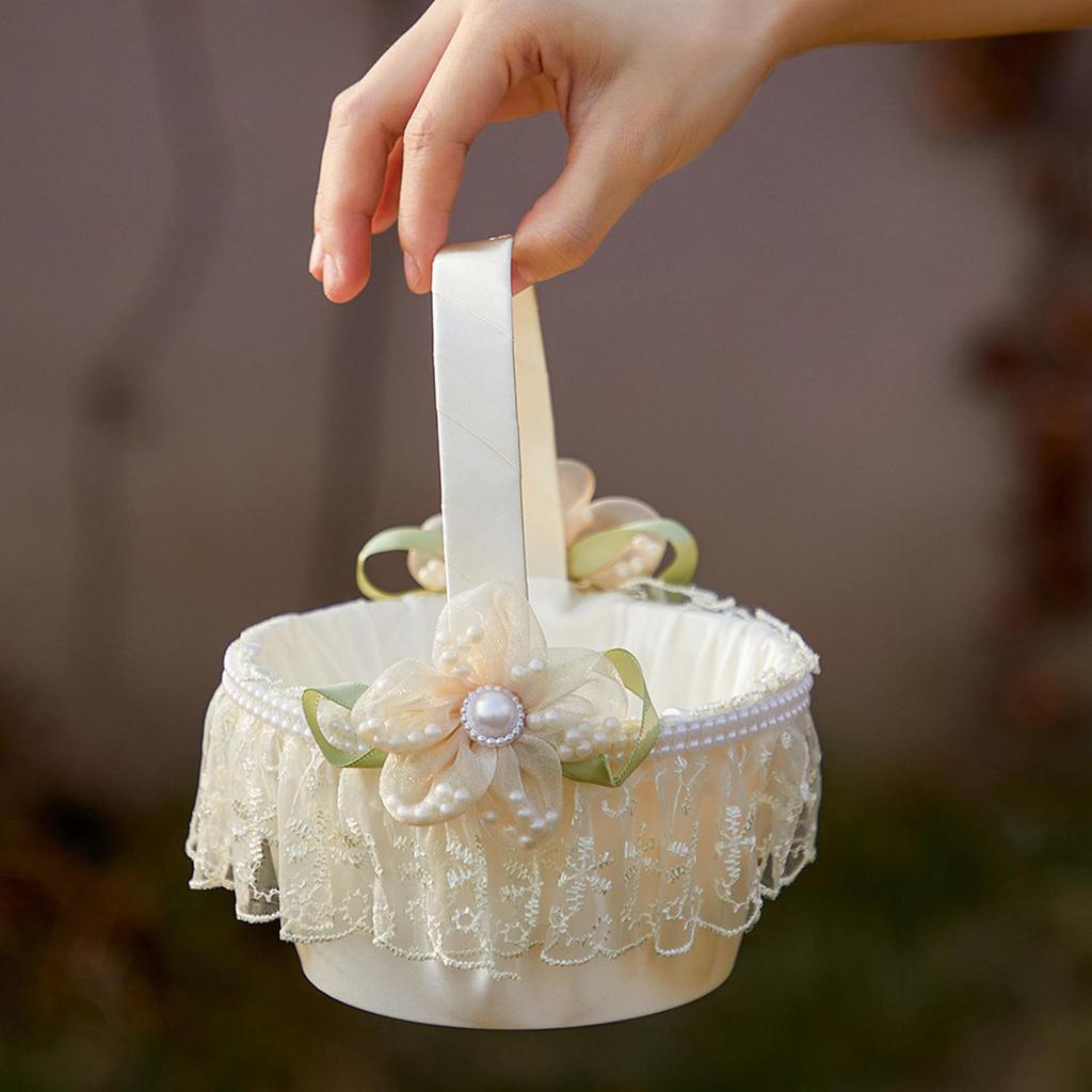 1Pc Flower Girl Basket Simulation Petals Party Home Decor Gift Placing Flower Petals And Candy For Elegant Wedding Supplies