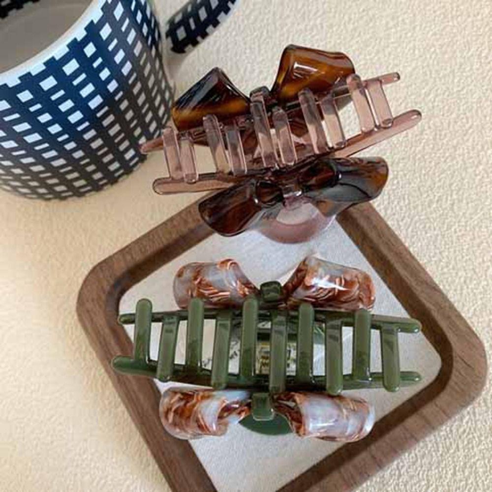 Hairpin Retro Bow Acetate Hair Claw Hair Clip Shark Clip Fashion Solid Color Shark Clip  Travel