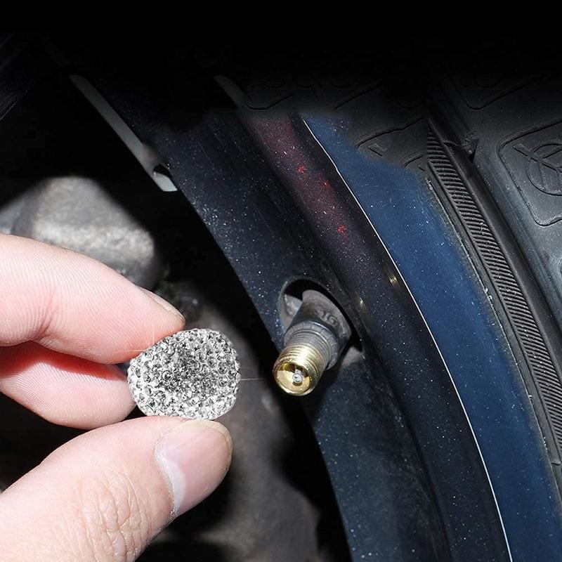 4 Pcs Diamond Valve Stem Caps Crystal Rhinestone  Universal Car Tire Valve Caps Diamond Shining Dustproof Caps Car Accessories