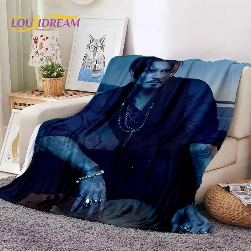 Manta Suave de Franela HD con Impresión 3D de Johnny Depp para Camas Dormitorio Sofá Picnic, Manta Ligera para Cubrir Aire Libre Ocio Regalo