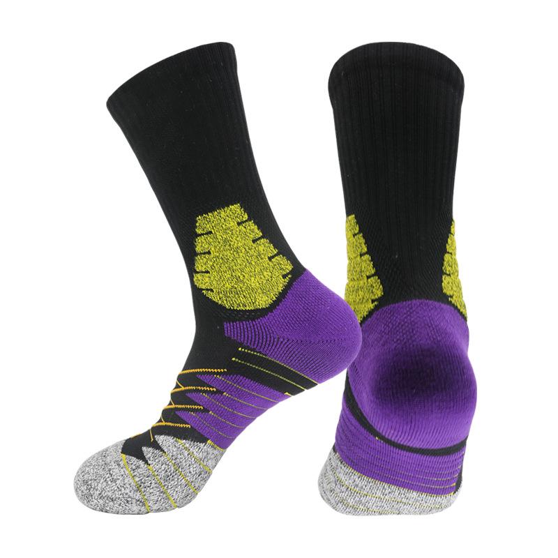 Medium Tube Cotton Non-Slip Sweat-Absorbing Running Socks Thickened Towel Bottom Sports Cotton Socks High-Top Pure Practical Basketball Socks