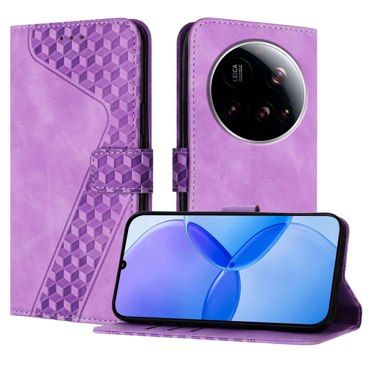 

For Xiaomi 15 Ultra Leather Case 7-Shaped Pattern Wallet Stand Shockproof Phone Cover Purple