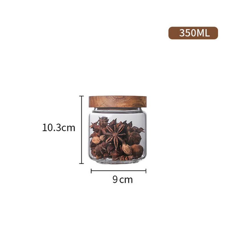 Acacia Wood Lid Glass Storage Jar 350ML